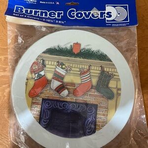 Decorlcare Four Burner Covers Christmas Stockings Vintage Stove Top White Red